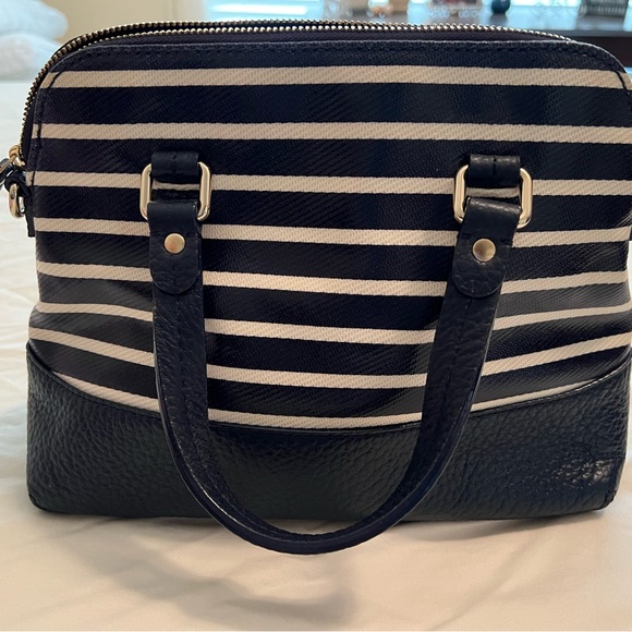 Like new Kate Spade handbag. Pristine condition. Navy and white stripe. - Picture 2 of 6
